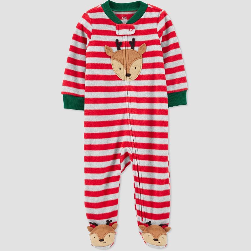 Carter's Just One You® Baby Boys' Reindeer Striped Footed Pajama - Red | Target