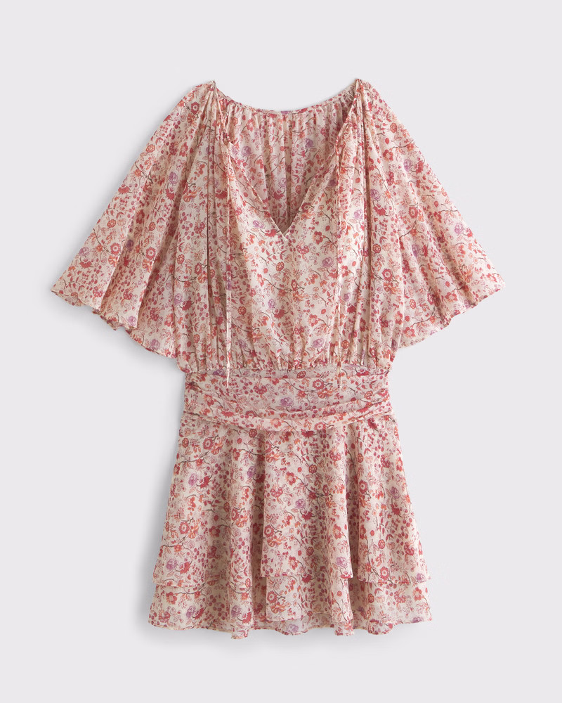 Angel Sleeve Sheer Mini Dress | Abercrombie & Fitch (US)