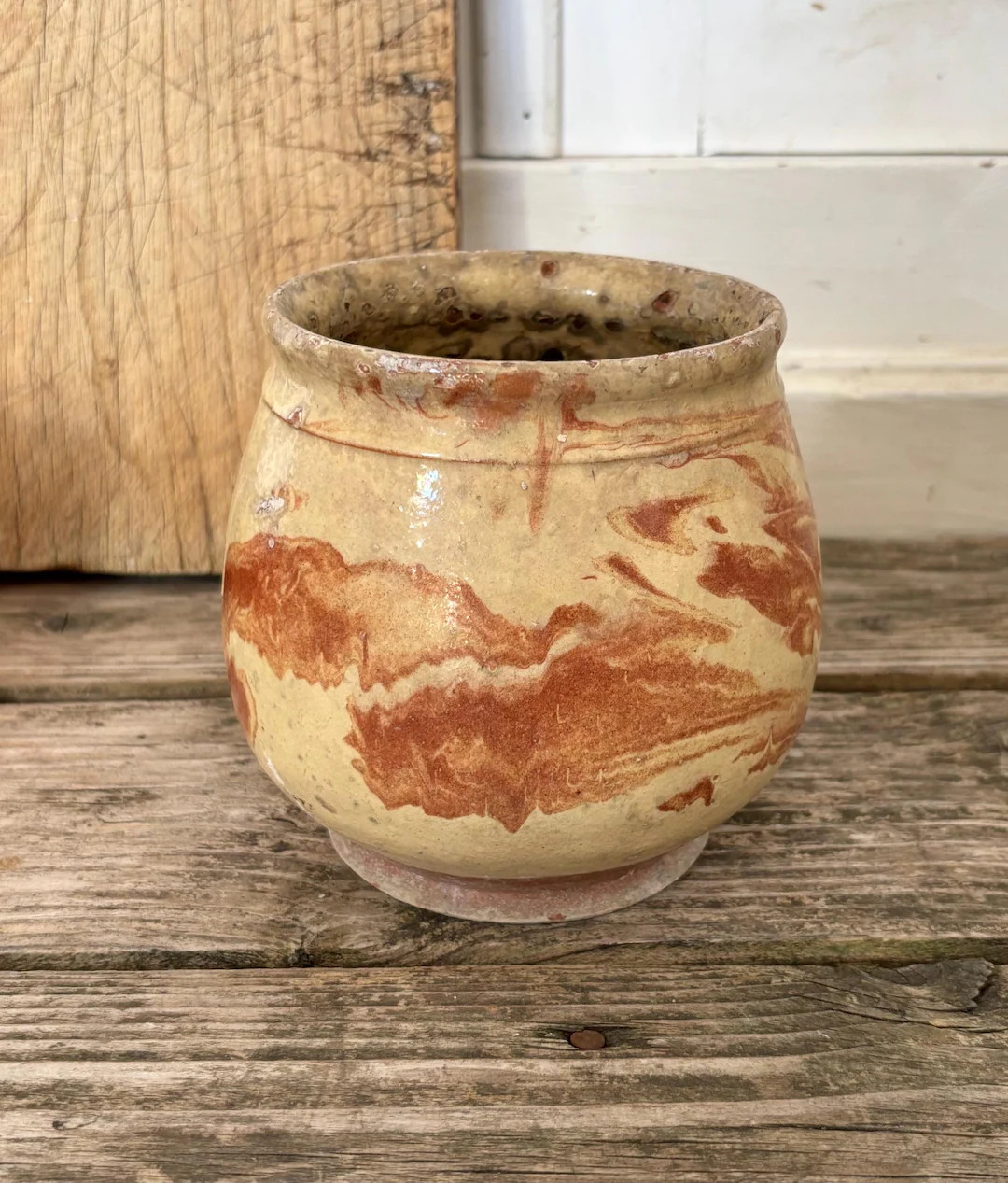 Small antique stoneware preserve pot with yellow and brown glaze. Honey or jam pot, late 18th cen... | Etsy (US)