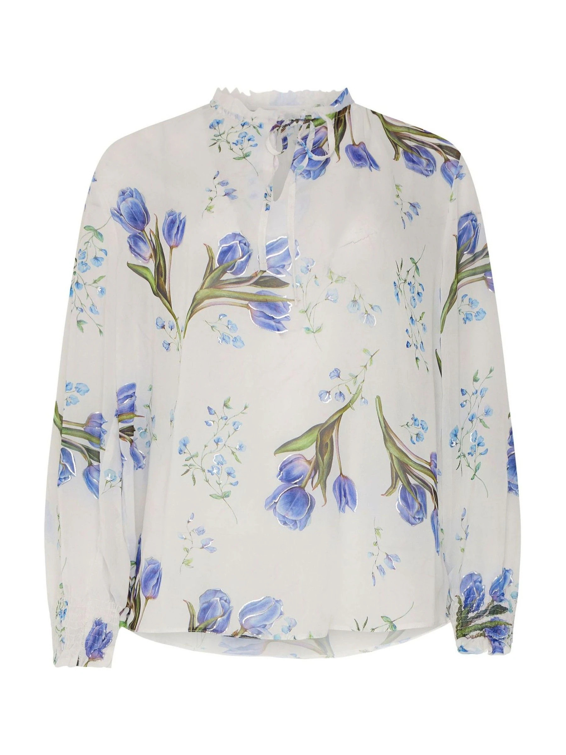 M & Co M & Co White Floral Tie Neck Blouse | Next US