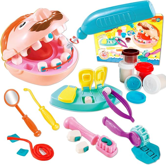 Dentist Color Dough Set, Dental Tools Kit Drill and Fill, Doctor DIY Playset Toys for Kids Toddle... | Amazon (US)