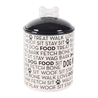 DII Bone Dry Dog Text Dog Treat Storage Canister in White/Black | Bed Bath & Beyond | Bed Bath & Beyond