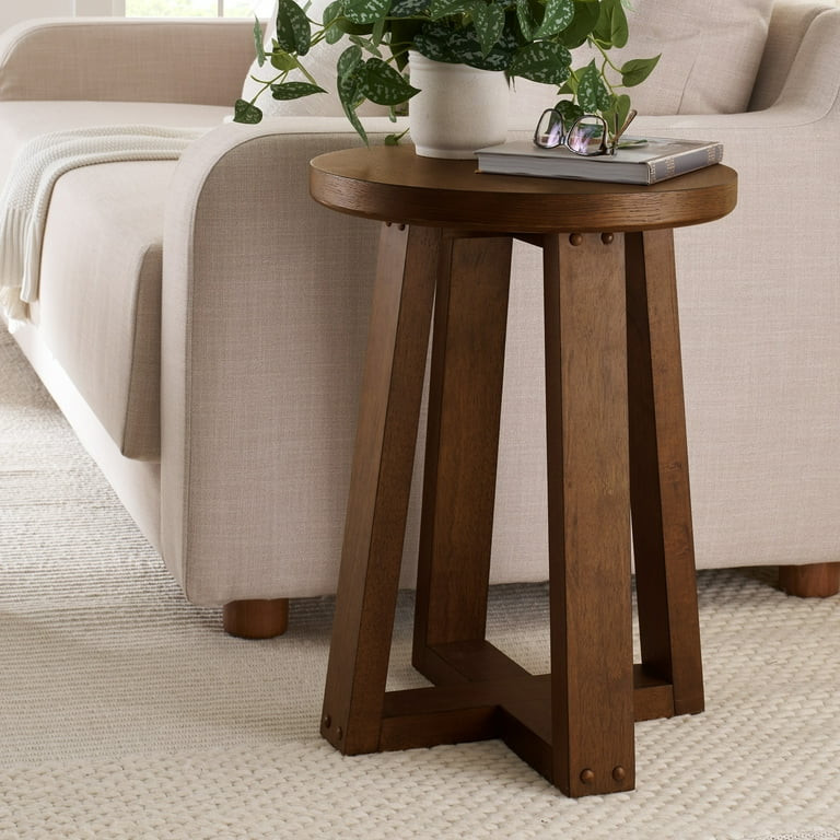 Better Homes & Gardens Ezra End Table, Walnut Finish, Round | Walmart (US)