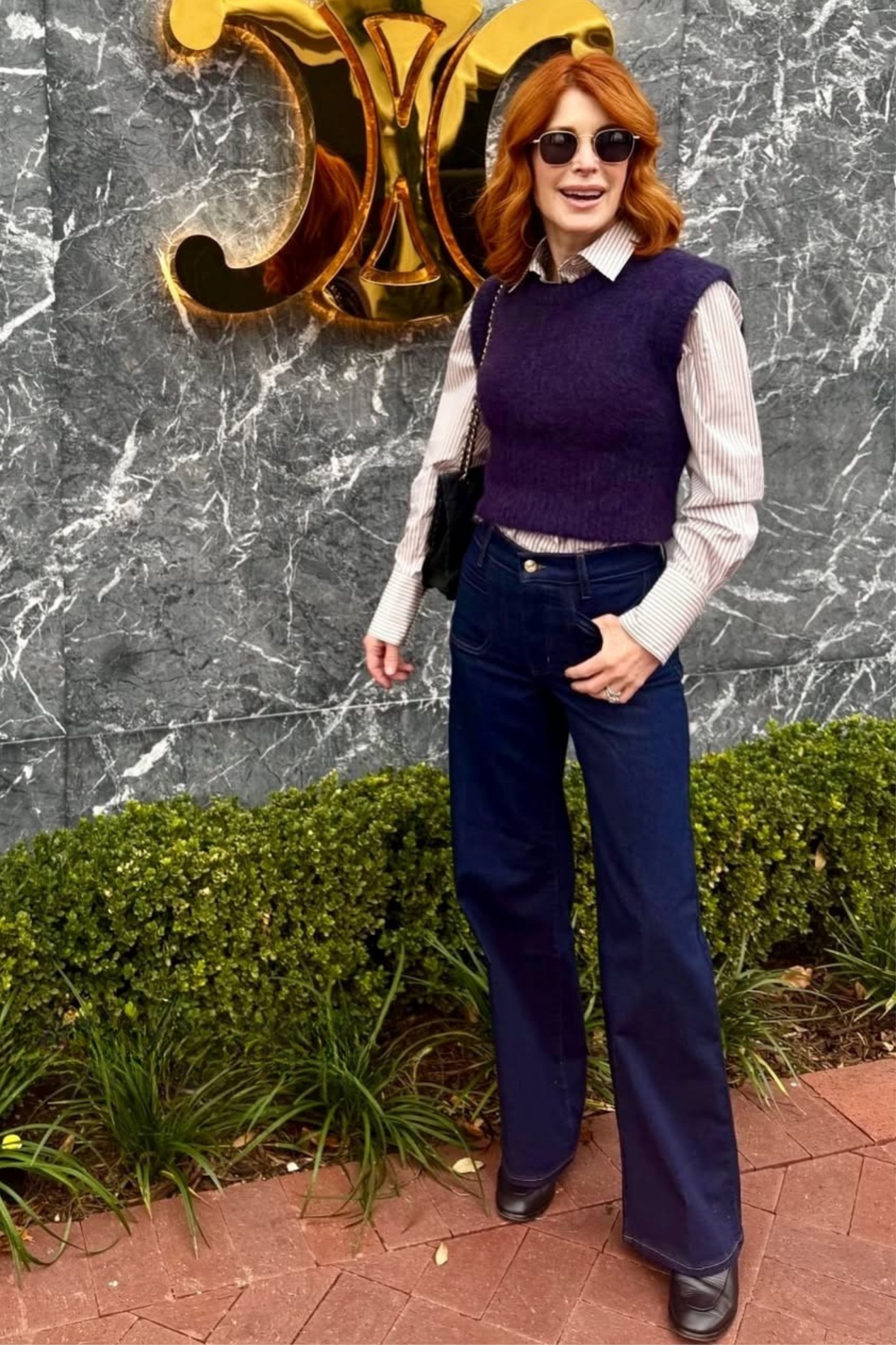 So fun to bring out all the sweaters in Texas! Love this beautiful purple sweater vest with a classic stripe button down and dark denim. Wearing an xs and 24. 30% off on the shirt. 

 

#LTKootd #LTKSeasonal #LTKOver40 #LTKSaleAlert