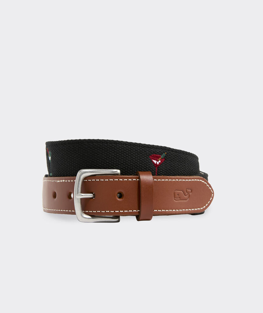 Martinis Embroidered Canvas Club Belt | vineyard vines