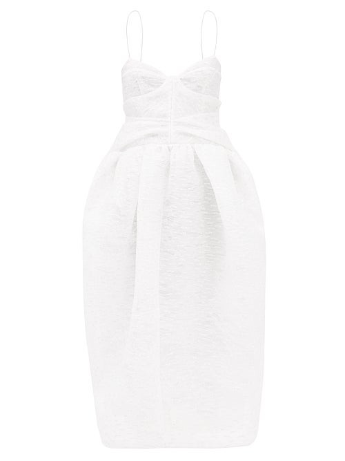 Cecilie Bahnsen - Julauta Pleated Fil-coupé Midi Dress - Womens - White | Matches (UK)