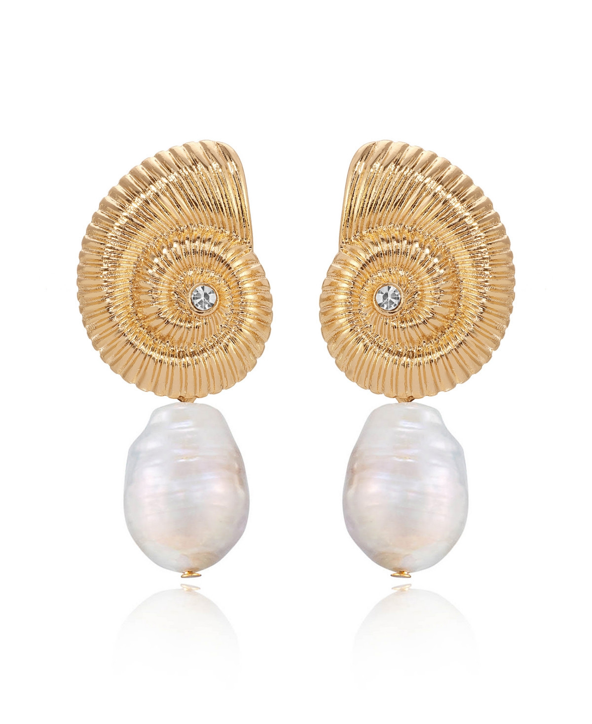 Ettika Swirled Shell Freshwater Cultivated Pearl Statement Earrings - Gold | Macy's