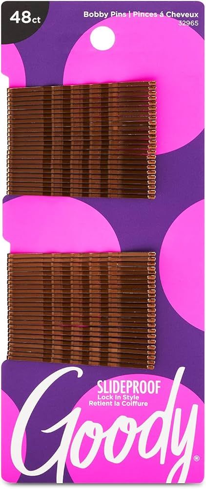 Goody Slideproof Womens Bobby Pin-48 Count,Crimpled Brown - 2 Inch Pins Helps to Keep Your Hair P... | Amazon (US)