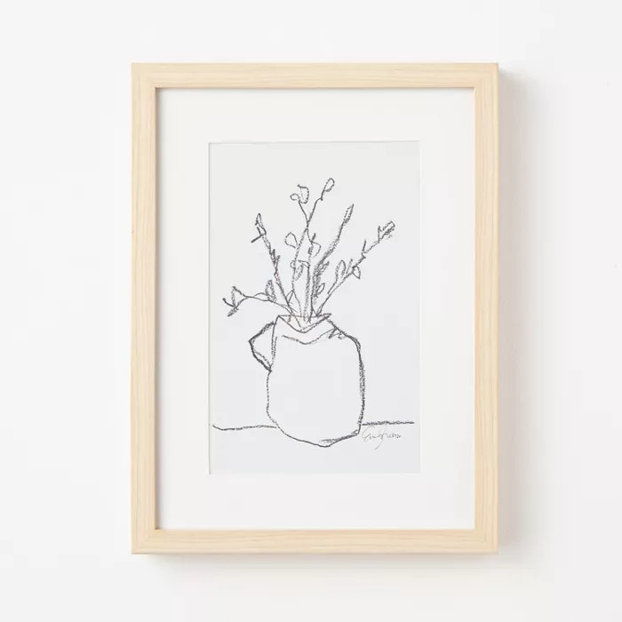 12" x 16" Flower Pot Framed Wall Art Black/White - Threshold™ designed with Studio McGee | Target