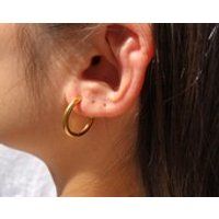 Gold or Silver 20mm Hoop Earrings / Small Tube Lightweight round Hoop Earrings | Etsy (US)