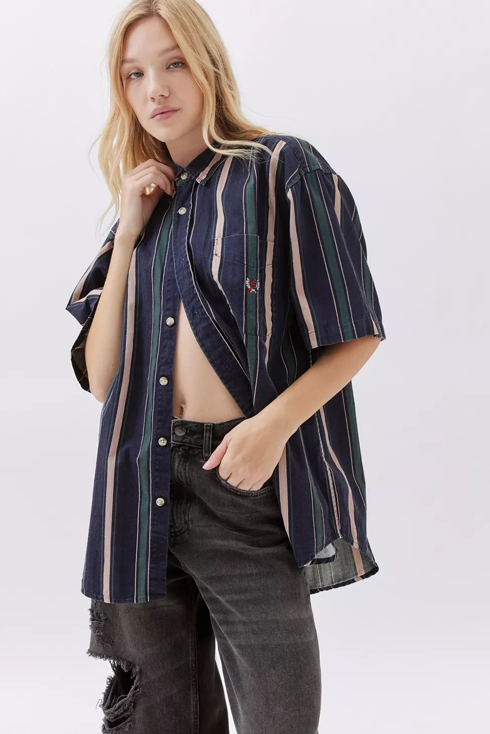 Urban Renewal Vintage Oversized Wide Stripe Shirt | Urban Outfitters (US and RoW)