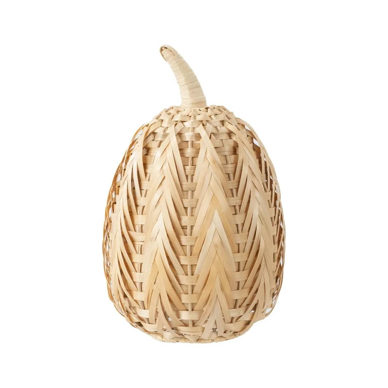 Bamboo Pumpkin Tabletop Decoration, Beige, 10.3", Harvest by Way To Celebrate | Walmart (US)