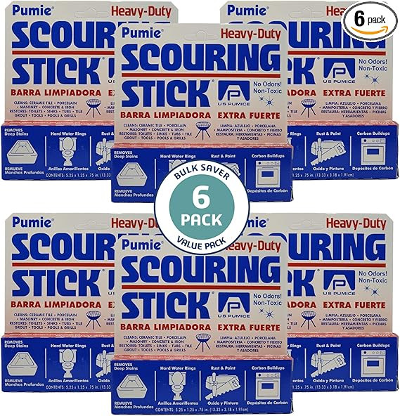6-Pack PUMIE HDW Scouring Stick for Toilet Bowl Cleaning, Cleans Toilet Bowl Hard Water Rings, Bu... | Amazon (US)