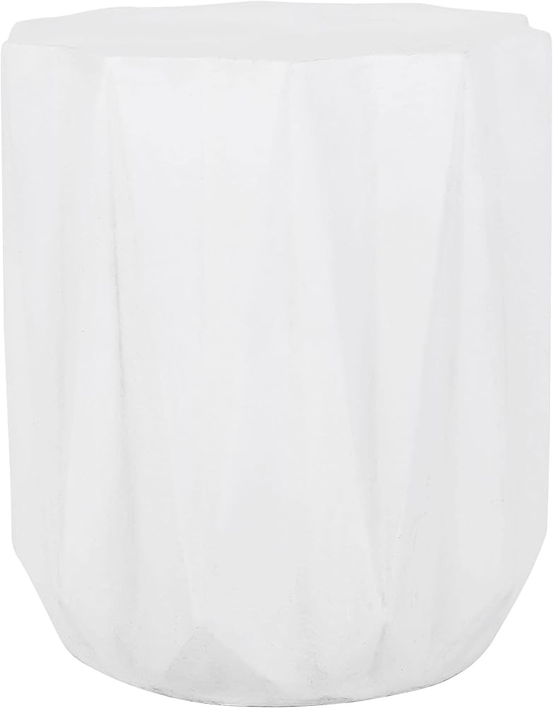 Outdoor Lightweight Concrete Side Table White Modern Contemporary Round Antique Water Resistant | Amazon (US)
