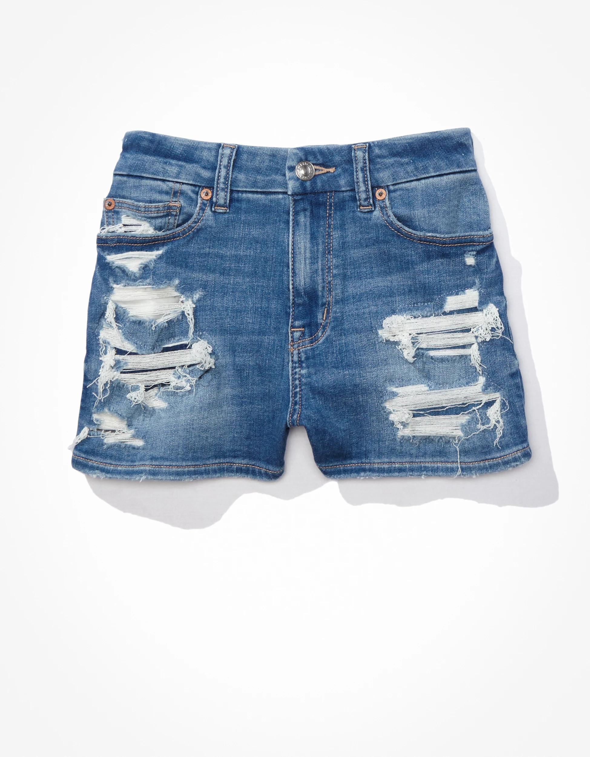 AE Ne(x)t Level Curvy High-Waisted Denim Short Short | American Eagle Outfitters (US & CA)