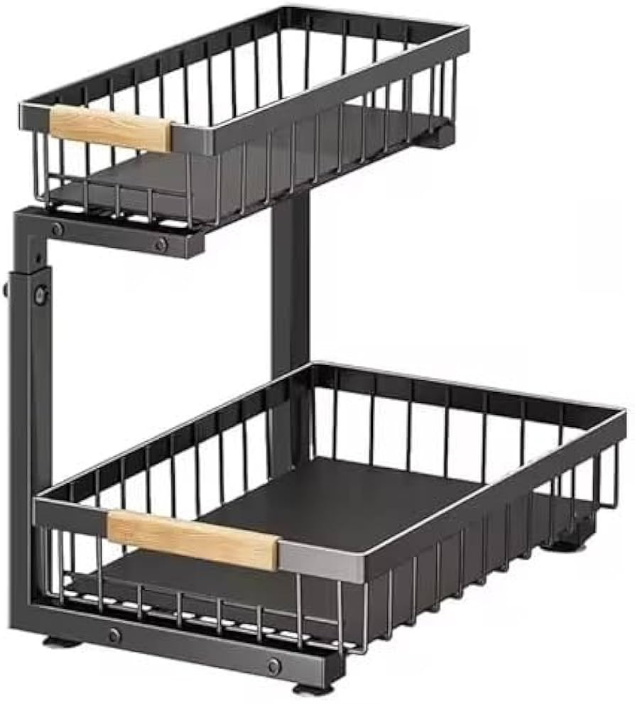 Lumela Under Sink Organizer, 2-Tier Slide-Out Cabinet Organizer Shelf, Height Adjustable Metal Pu... | Amazon (US)