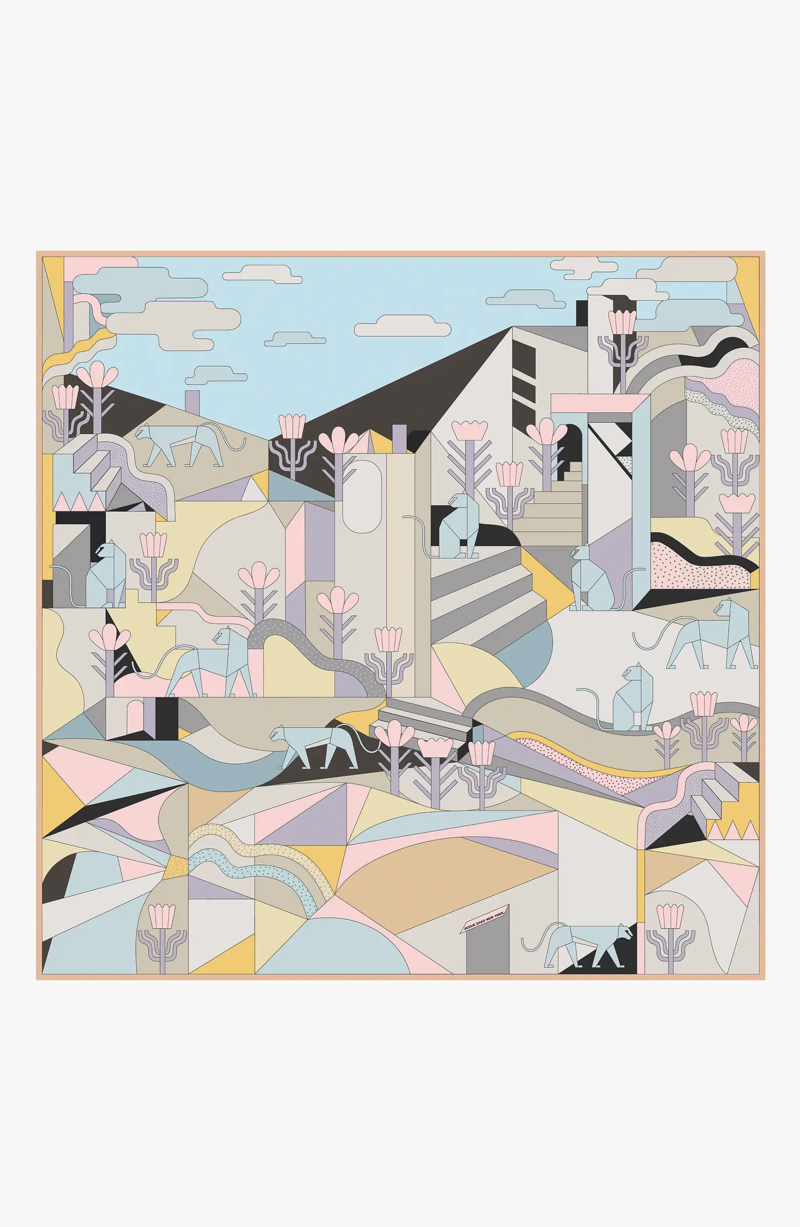 Jessie Zhao New York Double Sided Silk Scarf Of Jungle Puzzle | Nordstrom | Nordstrom