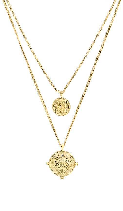 x REVOLVE The Double Coin Charm Necklace in Gold | Revolve Clothing (Global)