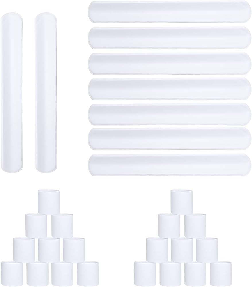 HappyHapi 42 Pack Slap Bracelets White, 8.7 x 1.2 Inch DIY Slap Bands Party Favors for Birthday,H... | Amazon (US)