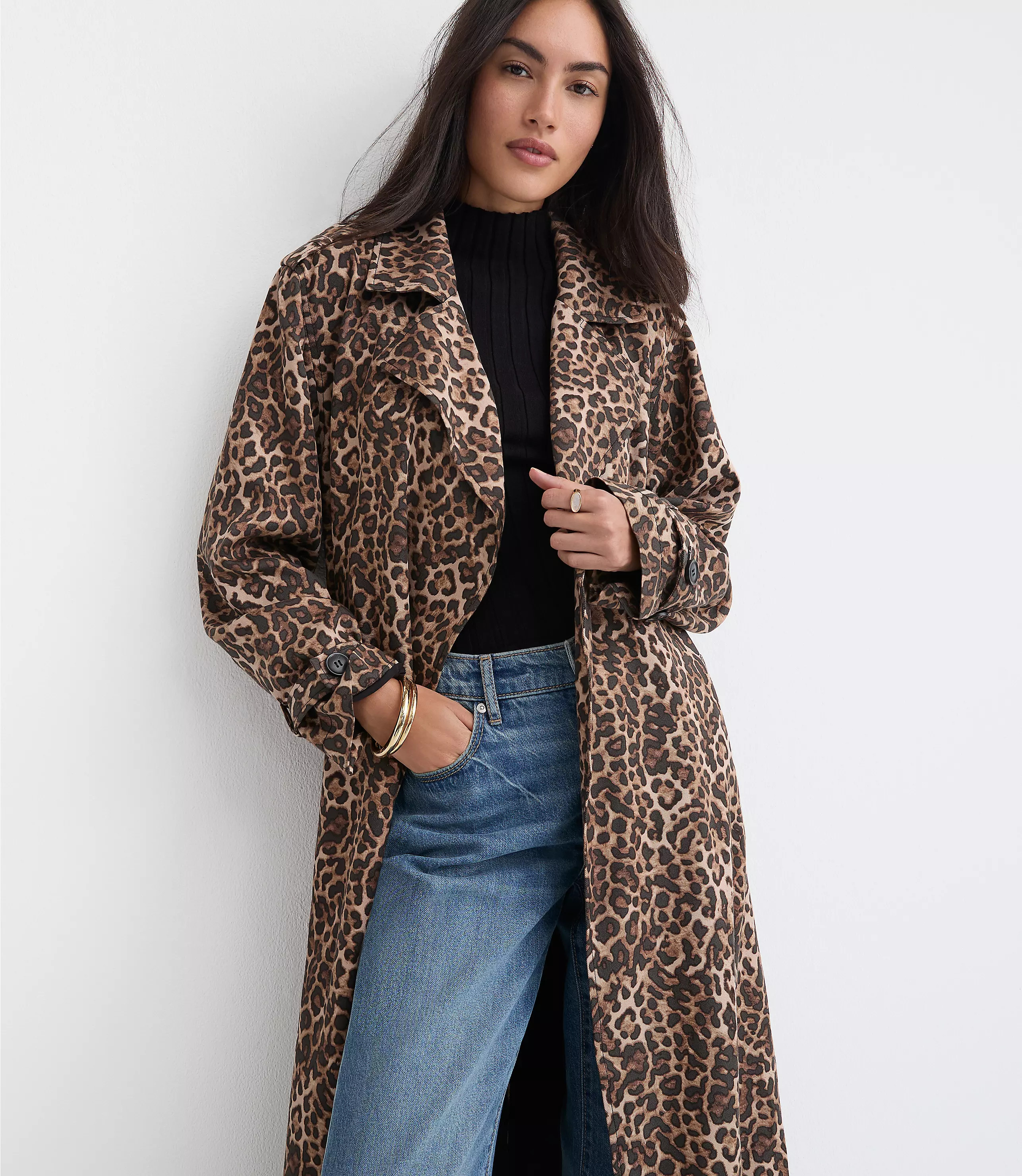 Leopard Print Fluid Trench Coat | LOFT