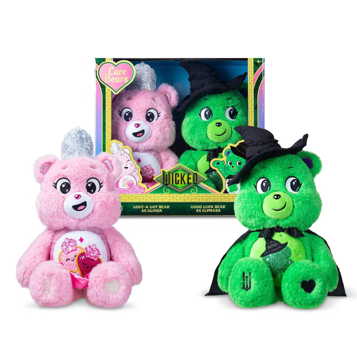 Care Bears x Wicked 2pk Love-a-Lot Bear as Glinda & Good Luck Bear as Elphaba: Stuffed Animals, P... | Target
