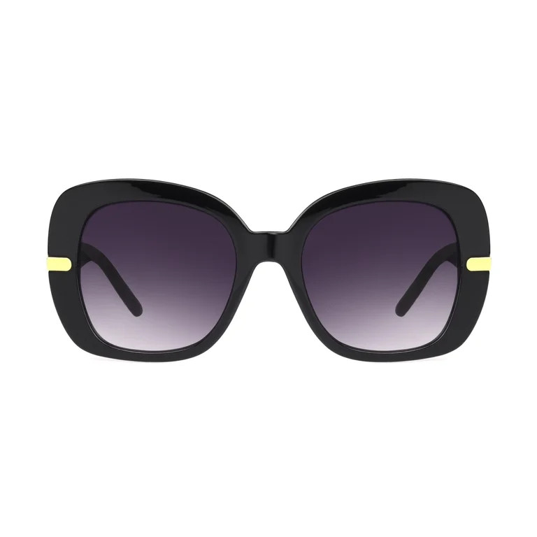 Steve Madden Ladies Square Black / Gold Sunglass | Walmart (US)