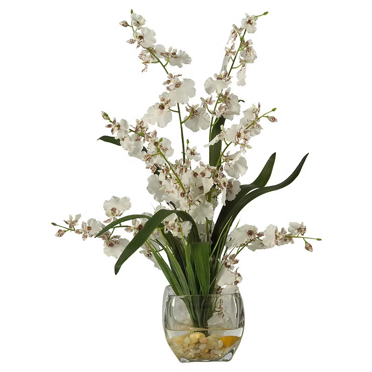 Nearly Natural Dancing Lady Orchid Liquid Illusion Silk Flower Arrangement White | Target