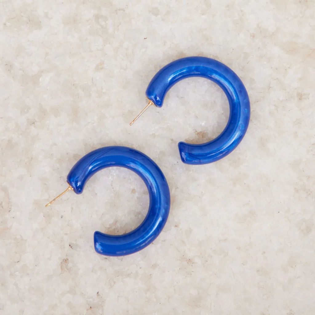 Blue Allegra Acrylic Hoops | Nickel and Suede