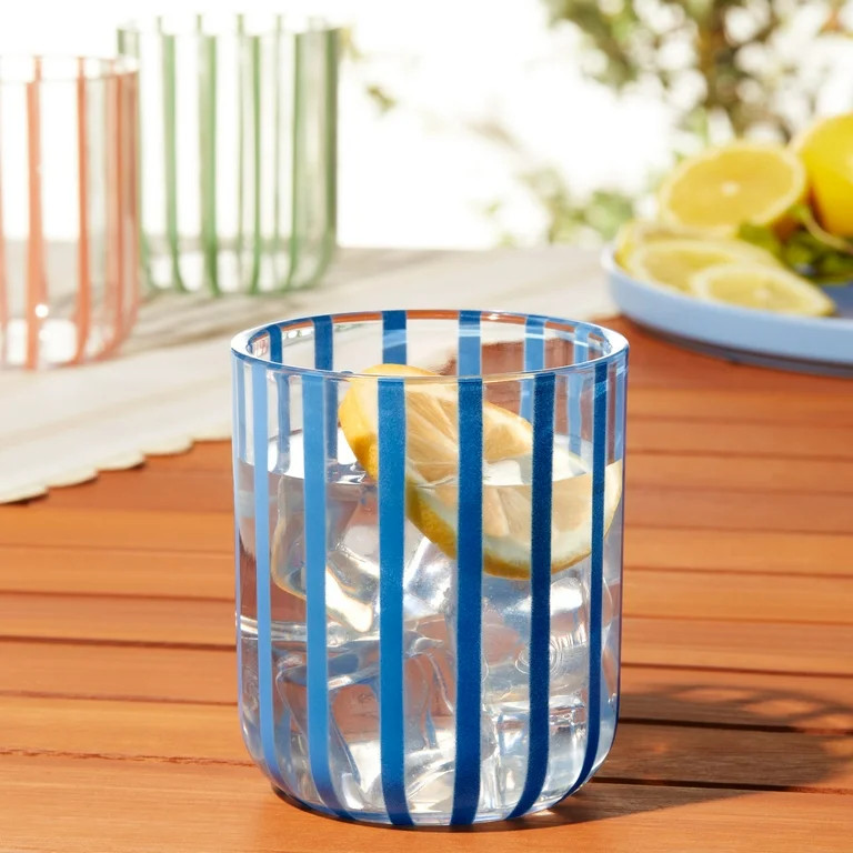 Mainstays by Becky G. & Alejandra 14-Ounce Short Acrylic Stripe Line Tumbler, Blue | Walmart (US)