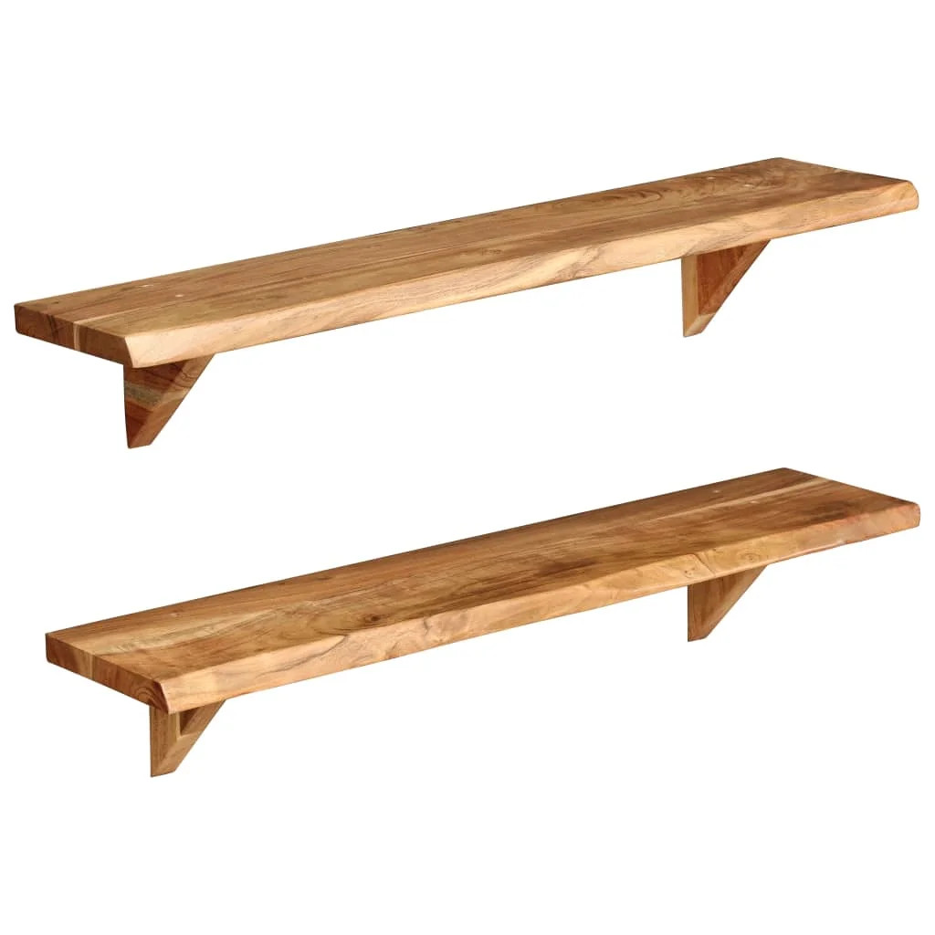 Fdit Wall Shelves 2 pcs 35.4"x7.9"x6.3" Solid Acacia Wood Wall Shelves & Ledges Brown - Walmart.c... | Walmart (US)