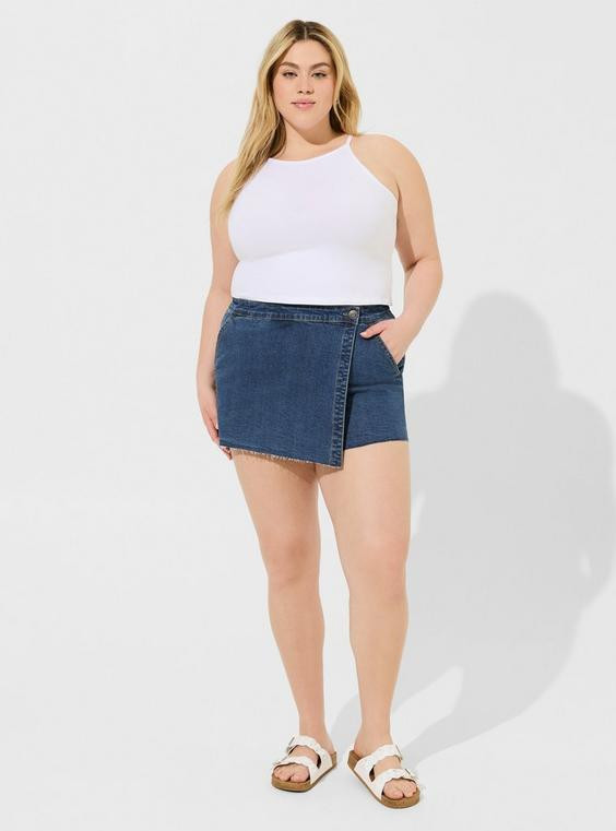 Mid-Rise Vintage Stretch Denim Skort | Torrid (US & Canada)