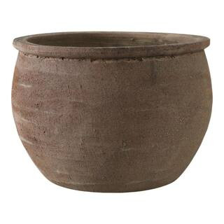 Brown Terracotta Traditional Rounded Decorative Planter (13 in. W x 9 in. H) | The Home Depot