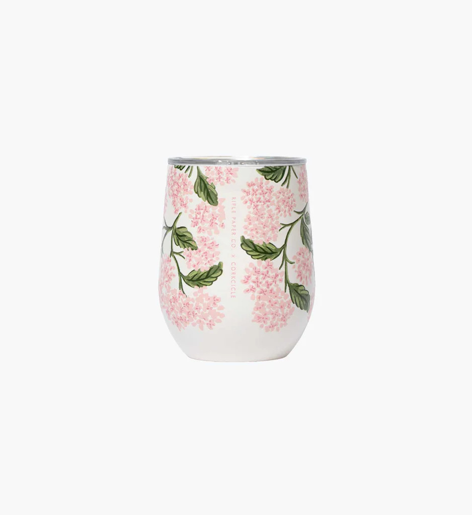 Stemless Wine Cup - Pink Hydrangea | Rifle Paper Co.