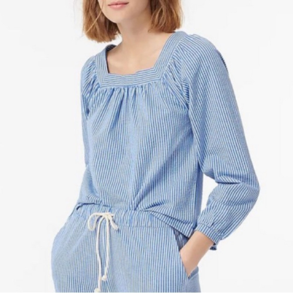 Square-neck top in stretch knit seersucker Sz XS | Poshmark