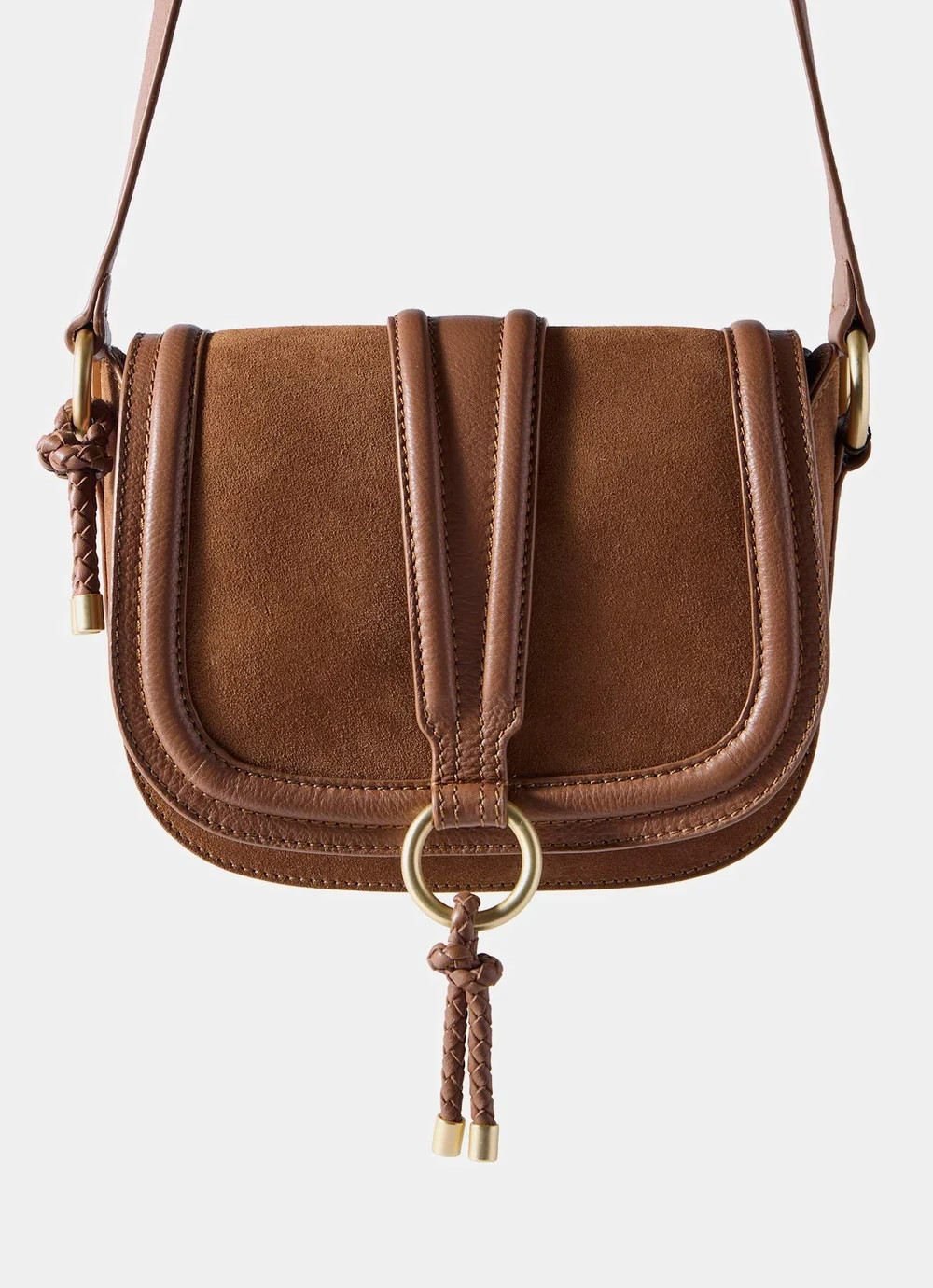 Harper Black Suede Saddle Bag | Mint Velvet