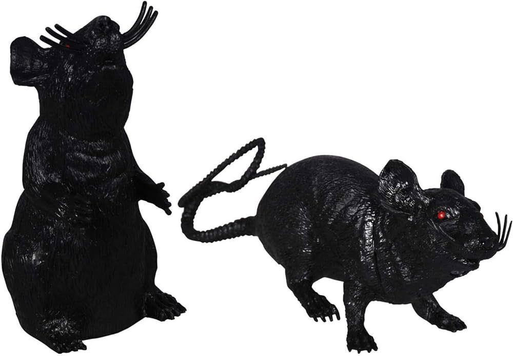 Greenbrier Plastic Squeezable Squeaking Rats Spooky Scary Creepy Halloween Decor (Black 2-Pack) | Amazon (US)