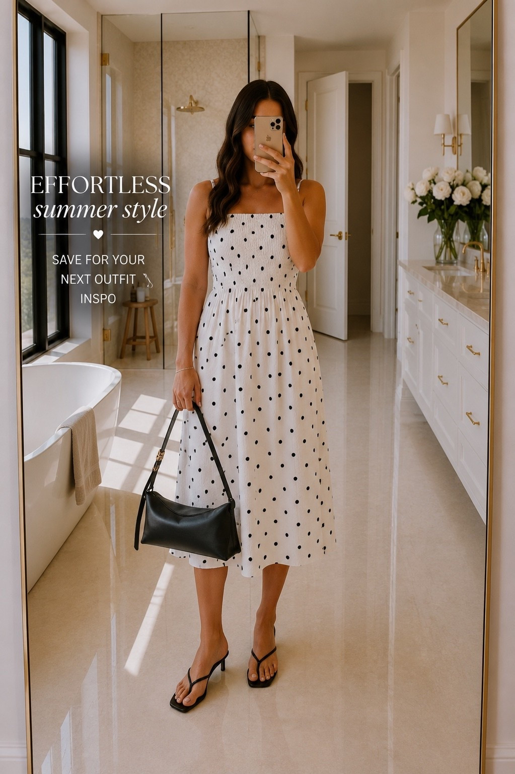 Effortless summer outfit I keep reaching for ☀️

This polka dot midi dress is lightweight, flattering, and so easy to style. Paired it with simple black sandals and a classic shoulder bag for that everyday elevated look.

Everything is linked below 🤍

#LTKootd #LTKxMadewell #LTKWedding