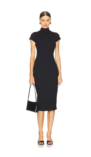 Susana Monaco Mock Neck Short Sleeve Dress in Black. - size XS | Revolve Clothing (Global)