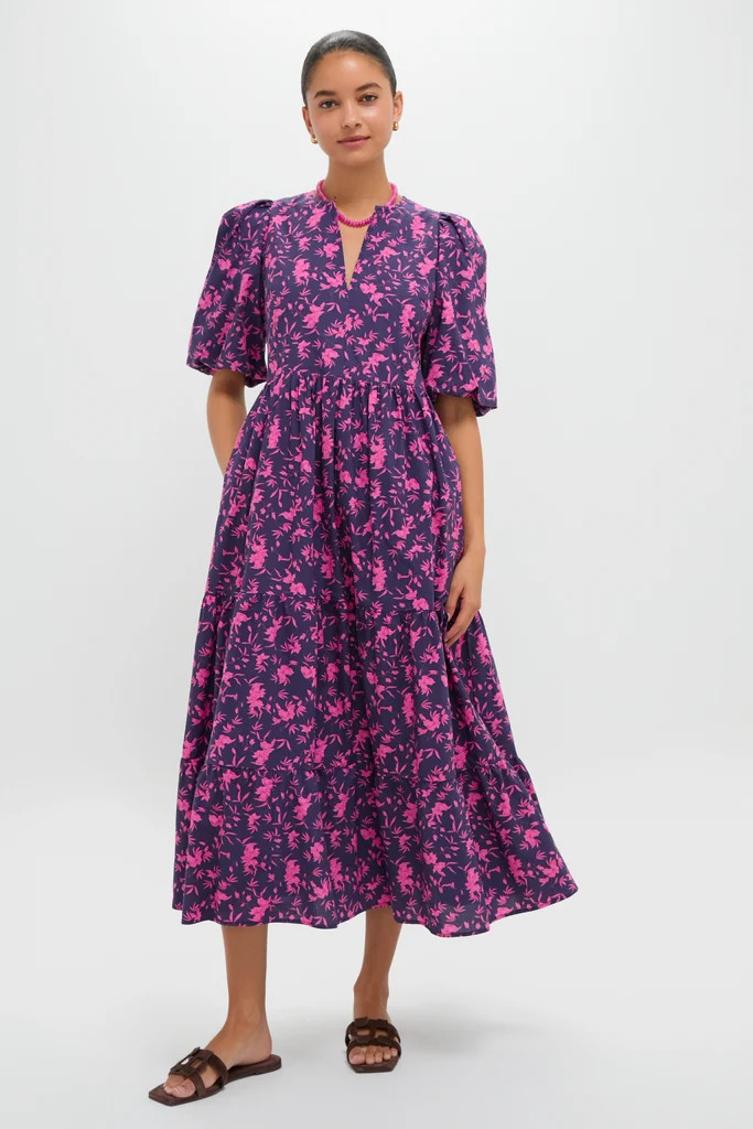 Navy & Fuchsia Floral Cisco Maxi Dress | Tuckernuck (US)