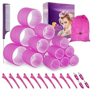 TINGIC Hair Roller Set 18 pcs,Jumbo Hair Curlers Rollers With Clips,Self Grip Hair Roller Set,Hai... | Amazon (US)