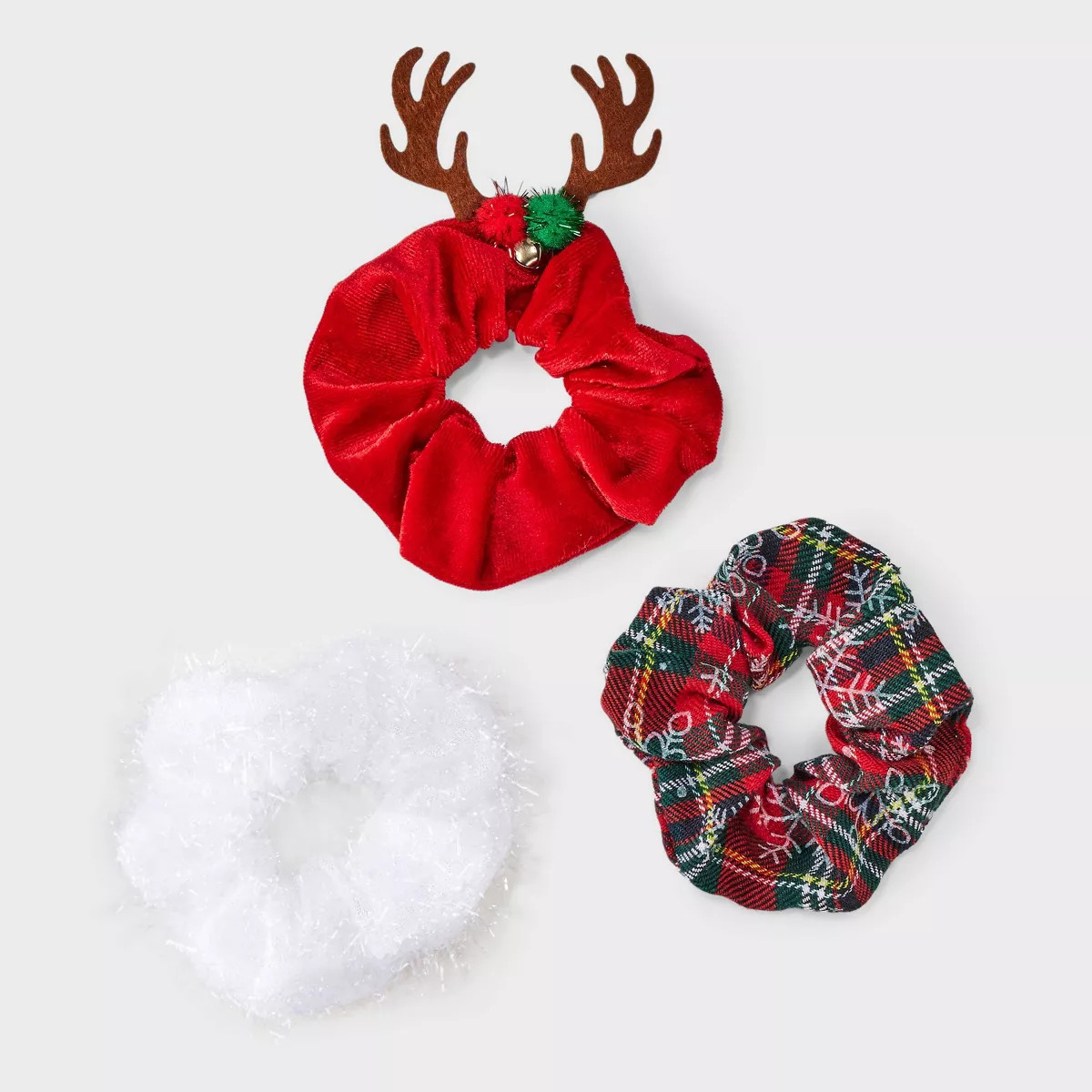 Reindeer Plaid Hair Twister Set 3pc - Red/Green/White | Target