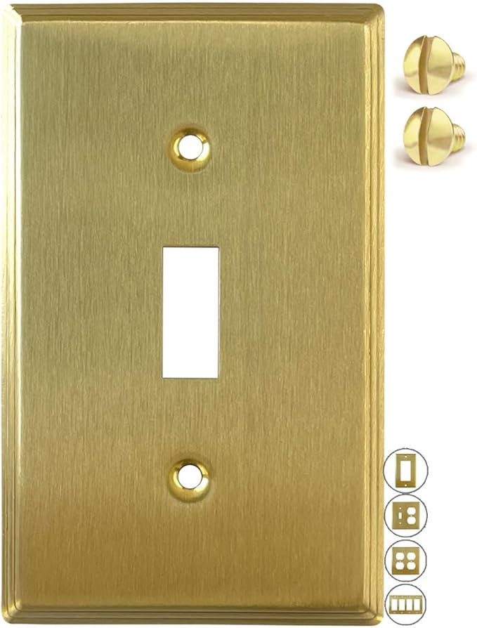 Rio Salto BRASS Metal Gold Toggle Light Switch Covers MID-SIZE Wall Plate Single Togle Switch Wal... | Amazon (US)