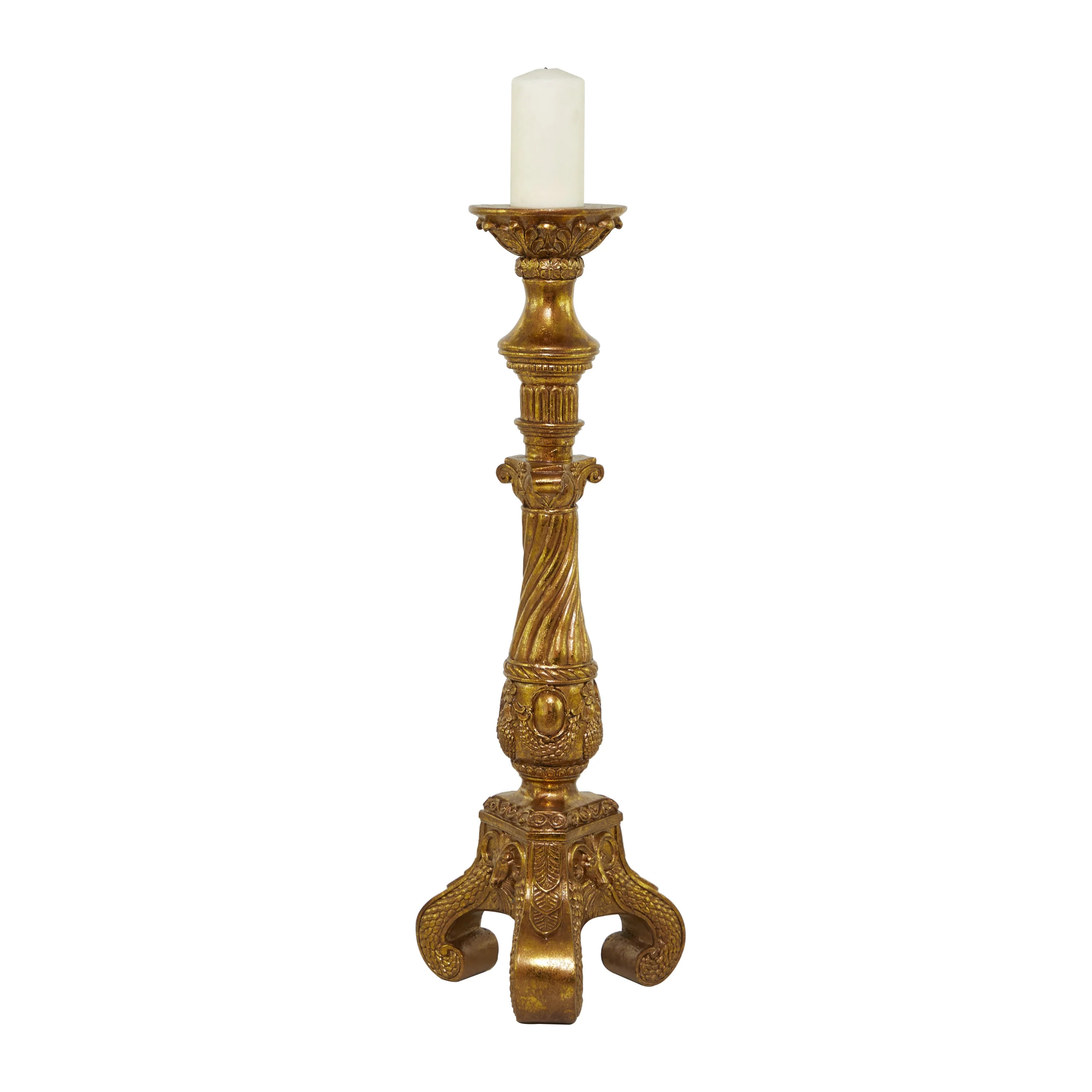 DecMode Gold Polystone Handmade Pillar Candle Holder - Walmart.com | Walmart (US)