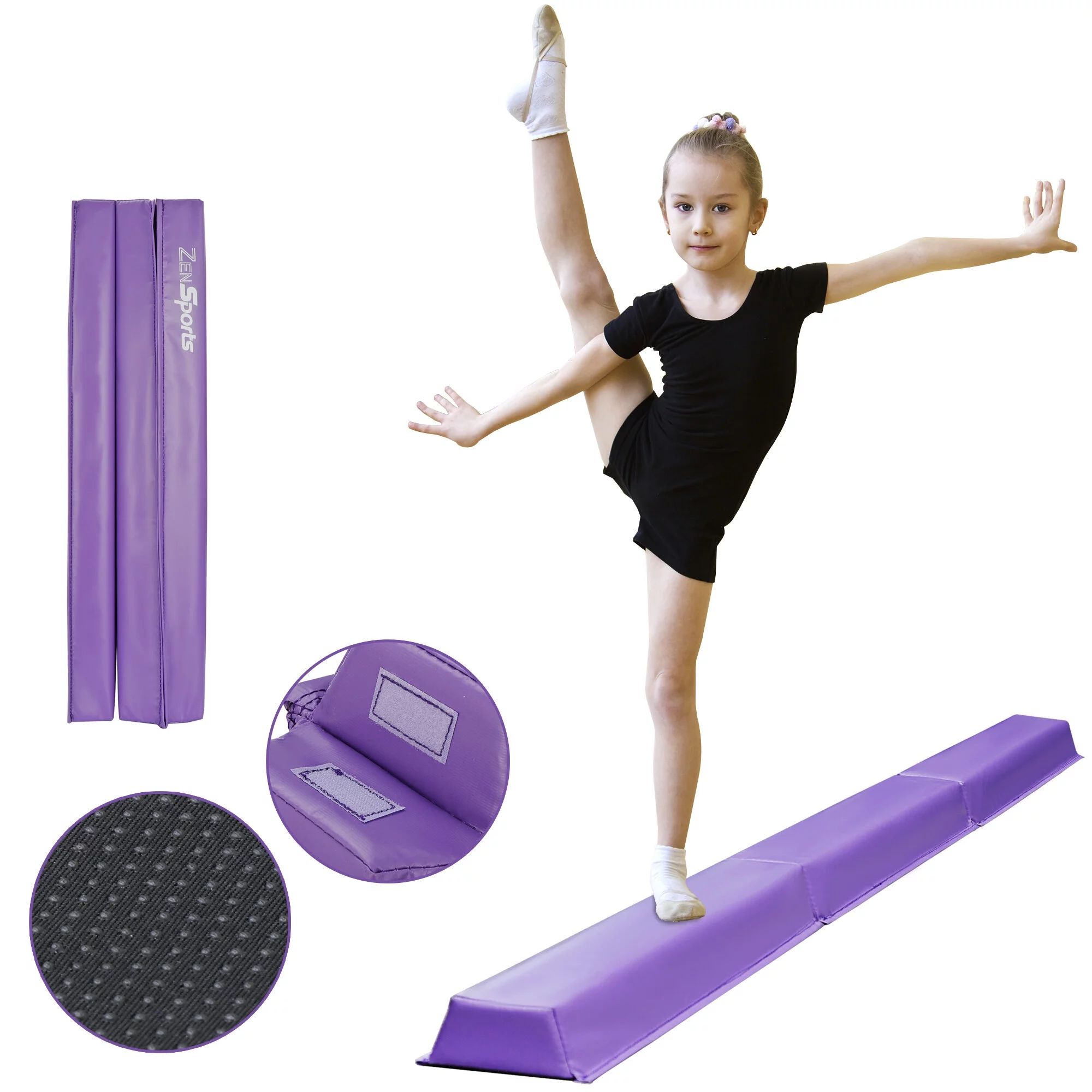 ZenSports 9FT Tri-Fold Balance Beam - Portable Home Gymnastics Kids Training Anti-Slip Base, Purp... | Walmart (US)