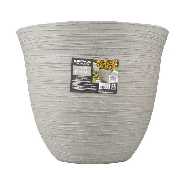 Better Homes & Gardens Terrence 19" Resin Planter Cement | Walmart (US)