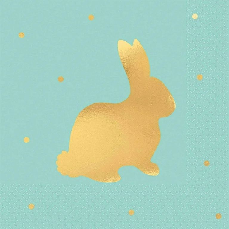 Gold Bunny Silhouette Easter Holiday Party Hot-Stamped Beverage Napkins | Walmart (US)