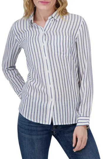 Lucky Brand Stripe Long Sleeve Button-Up Shirt in White Stripe at Nordstrom Rack, Size Large | Nordstrom Rack