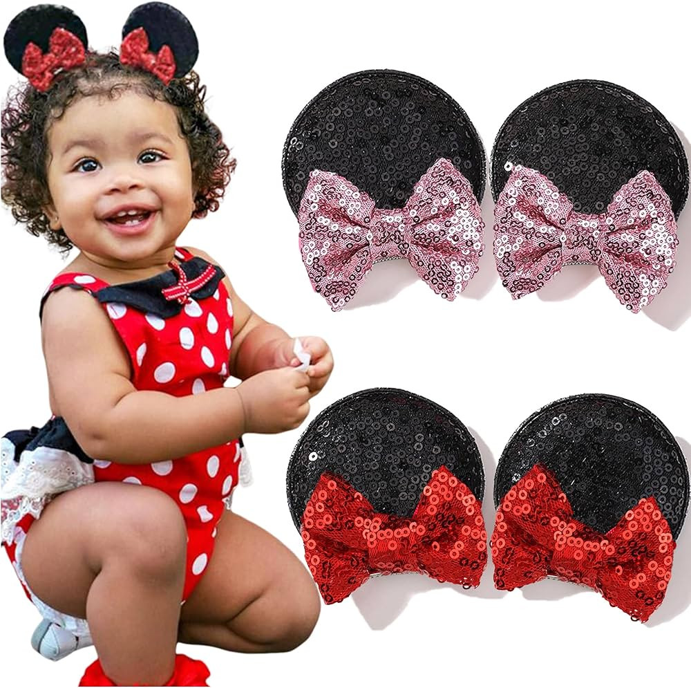Ayesha Mouse Ears Hair Clips Halloween Mouse Ears for Toddler Girls Sequin Mouse Bows Barrettes H... | Amazon (US)