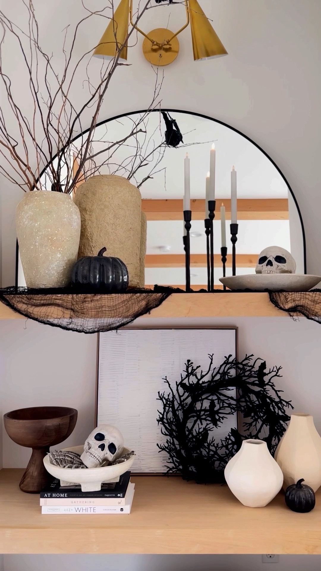 Halloween shelf styling. Wreaths, crows, things, skulls…adds a fun spooky flair to our shelves  

#LTKHoliday #LTKSeasonal #LTKHalloween