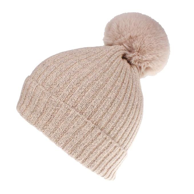 Women Winter Knit-Beanie-Hats with Pom | Amazon (US)